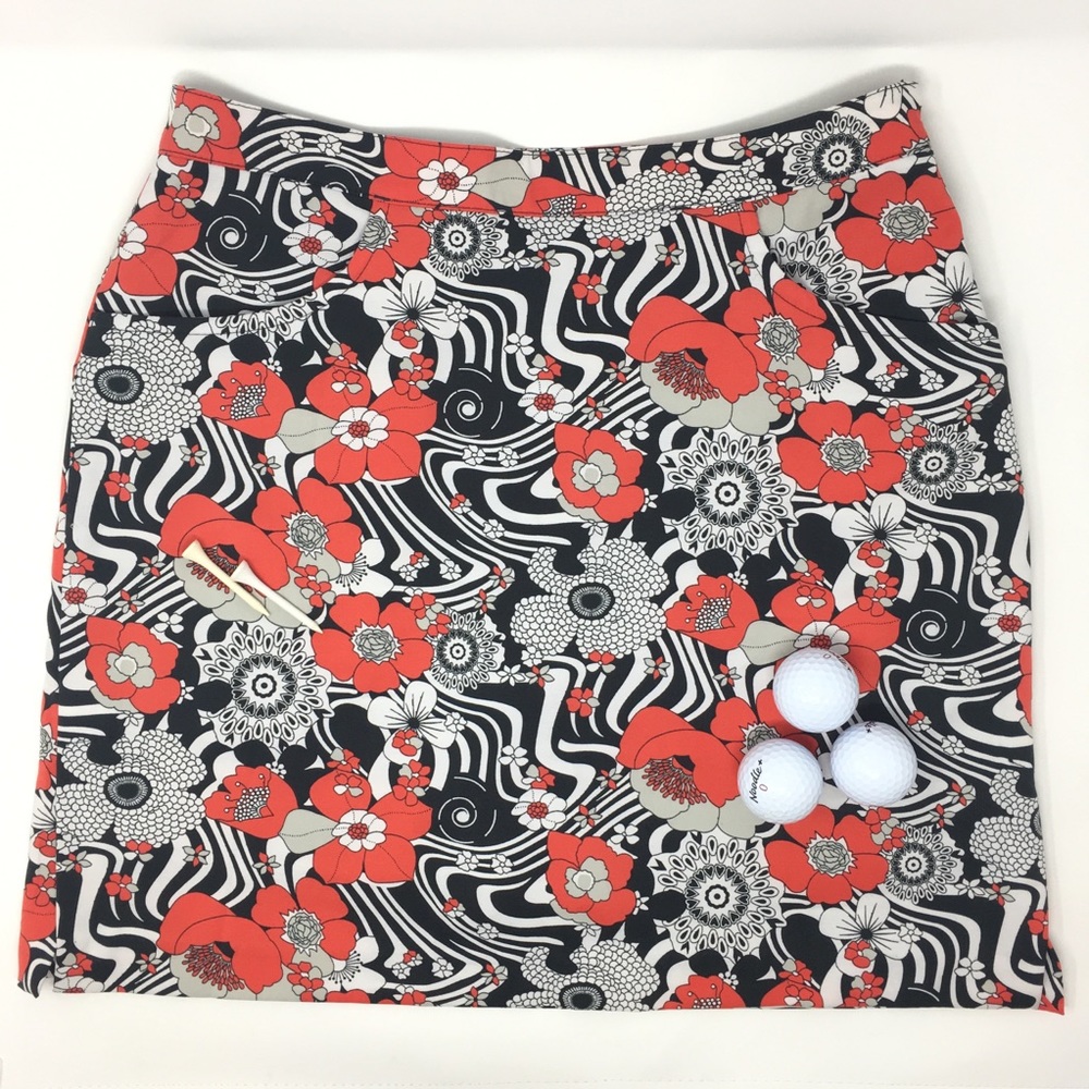 BETTE & COURT GOLD TENNIS SKIRT SKORT RED BLACK 6